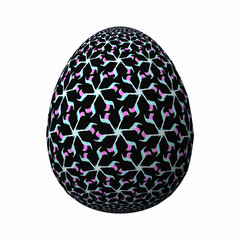 Happy Easter - Frohe Ostern, Artfully designed and colorful easter egg, 3D illustration on white background
