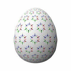 Happy Easter - Frohe Ostern, Artfully designed and colorful easter egg, 3D illustration on white background