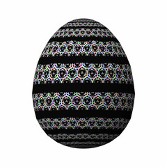Happy Easter - Frohe Ostern, Artfully designed and colorful easter egg, 3D illustration on white background