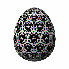 Happy Easter - Frohe Ostern, Artfully designed and colorful easter egg, 3D illustration on white background