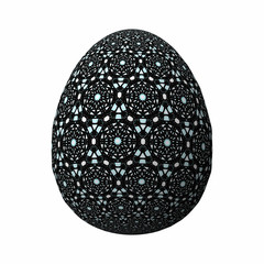 Happy Easter - Frohe Ostern, Artfully designed and colorful easter egg, 3D illustration on white background