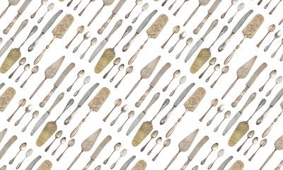 Seamless background vintage cutlery