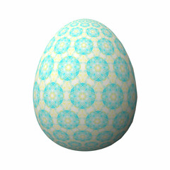 Happy Easter - Frohe Ostern, Artfully designed and colorful easter egg, 3D illustration on white background