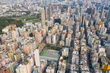 Top view of Hong Kong city