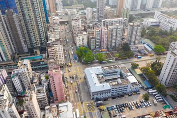  Drone fly over Hong Kong residential district