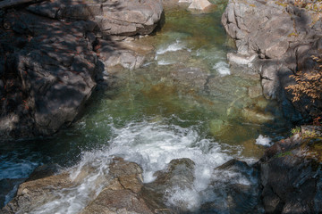 Overhead view stream pool below waterfal background texture