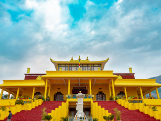 Gyuto Monastery,  Himachal Pradesh(India), a tibetian monastery in India, with amazing cloud patterns and blue sky