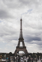 Fototapeta na wymiar Eiffel Tower view in Paris, France with cloud sky