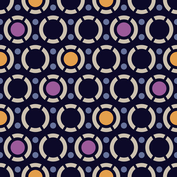 Abstract Retro Patten With Circle And Polka. Geometric Pattern For Background, Wallpaper, Digital Print And Textile