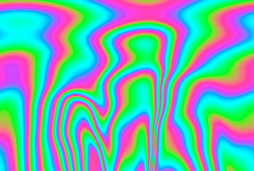 abstract psychedelic colorful neon glitched background with holographic stains