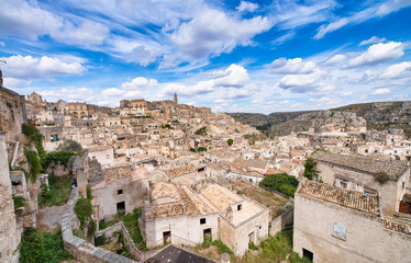 Fototapeta na wymiar Beautiful view of Matera cityscape in summer season, Italy