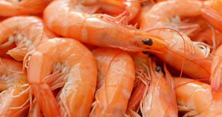 Stack of fresh cooked shrimp