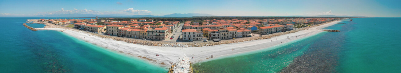 Obraz premium Panoramic aerial view of Marina di Pisa, Italy