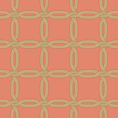 Geometric illustration in yellow and orange. Vector illustration with looped chain circles.