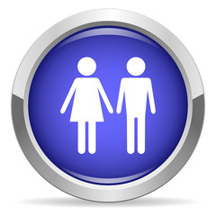 Couple icon. Round bright blue button.