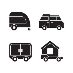 recreational vehicle, camper car icons