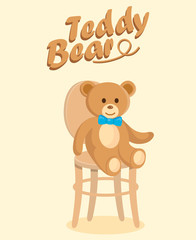 Soft Plush Toy with Bow tie Flat Vector Drawing