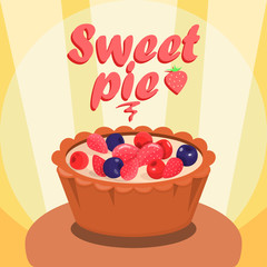 Delicious Berry Pie Cartoon Social media Banner