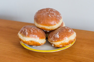 Doughnuts filled with rose marmalade.