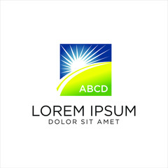 Abstract square sun logo Design Vector Stock . Solar energy Logo symbol for the brand. Eco energy Logo Template emblem