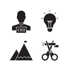 light bulb, mountain icons for business strategy concept