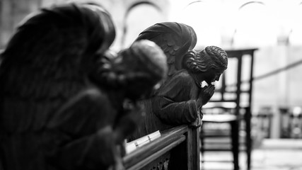 Angel Pews Bench, Shallow Depth of Field Black and White Photography