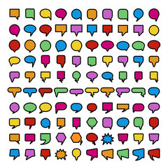 colorful comic speech bubble, dialog set