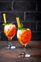 Aperol spritz, Italian cocktail with orange