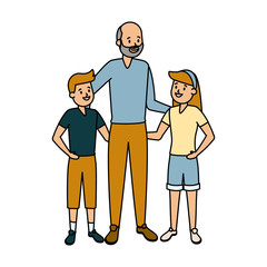 Fototapeta premium grandfather and kids