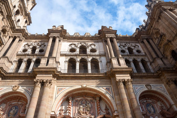 Fototapeta na wymiar Cathedral of Malaga, Spain. Old stone walls sights.