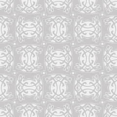 Gray Art Nouveau floral style vector seamless pattern