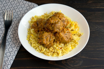 Kofta Curry with Saffron Rice