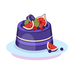 Delicious Berry Cake Cartoon Vector Illustration