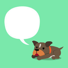Cartoon character pit bull terrier dog with white speech bubble for design.