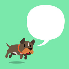 Cartoon character pit bull terrier dog with speech bubble for design.