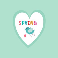 Cute bird.  Spring concept. Vector illustration