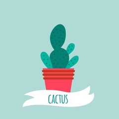 Isolated object of cactus and pot logo