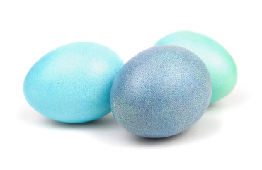 blue easter eggs isolated on white background