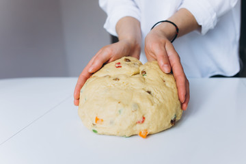 Making Sweet Raisin Dough