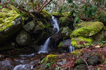 Cascading waterfall in Great Smoky Mountains National Park