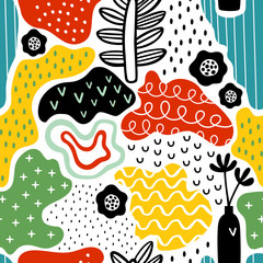 Creative seamless pattern with hand drawn textures 