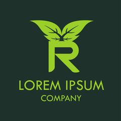 Alphabet R Letter green logo