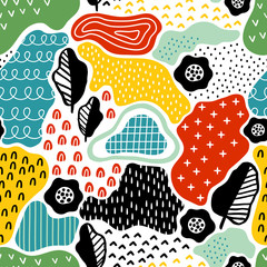 Creative seamless pattern with hand drawn textures 