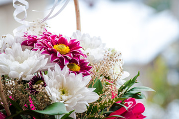 Beautiful gerbera flower basket