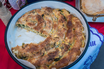 Tradicional homemade Balcan pie  made by housewives from villages