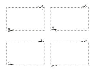 Coupon scissors cut set. Icon scissors isolated on white background. Vector