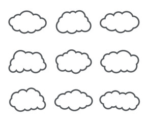 Simple outline clouds set. Vector