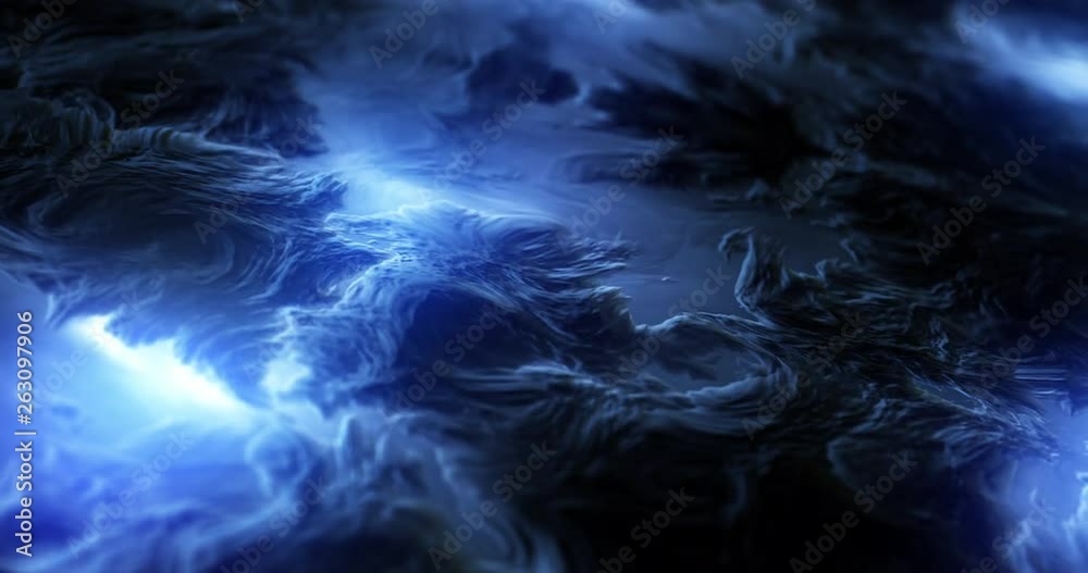 Wall mural abstract fractal landscape. wave and ripple motion background. vj seamless loop. 3d render