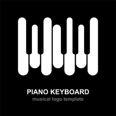 Piano. Piano keyboard. Music logo. 