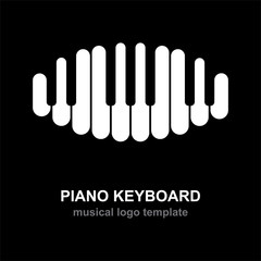 Piano. Piano keyboard. Music logo. 